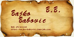 Bajko Babović vizit kartica